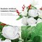 White Artificial Cemetery Flowers for Graveside - Set of 2 Large Rose and Lily Memorial Bouquets with Vases - 19.7" UV Resistant Grave Decorations for Outdoors - Funeral & Memorial Day Flowers